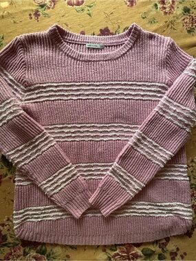 Pink Clover Textured Stripe Women's Sweater